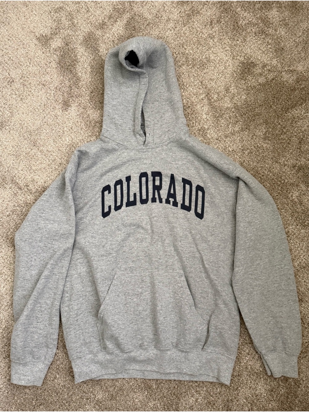 Gildan Gray Hooded Sweatshirt with Navy "Colorado" Chest Print